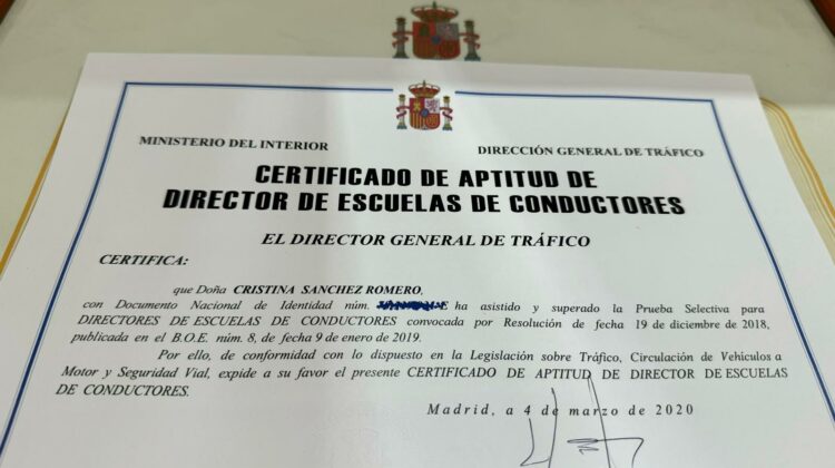 certificado de aptitud de director de escuelas de conductores