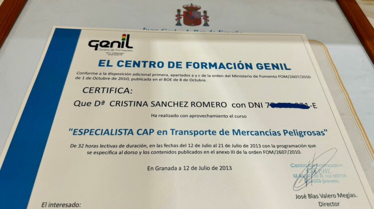 especialista cap en transporte de mercancias peligrosas